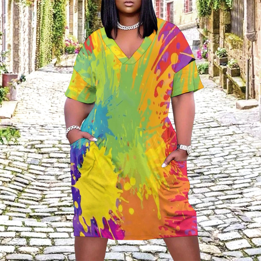 Women multicolored pocket dress