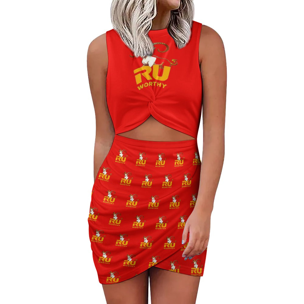 R U Worthy Navel-Baring Cross-Fit Hip Skirt