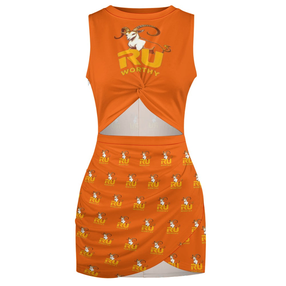 R U Worthy Navel-Baring Cross-Fit Hip Skirt