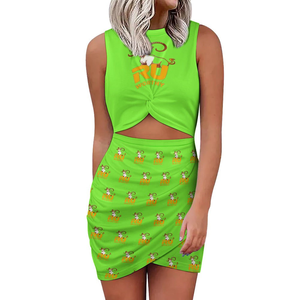 R U Worthy Navel-Baring Cross-Fit Hip Skirt