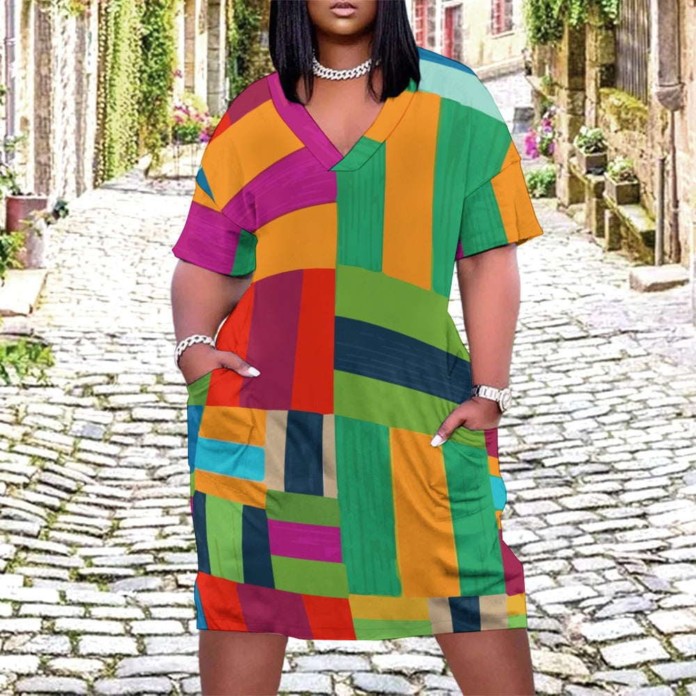 Women multicolored pocket dress