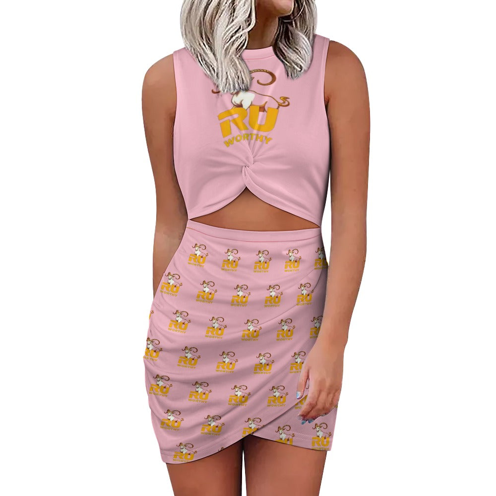 R U Worthy Navel-Baring Cross-Fit Hip Skirt