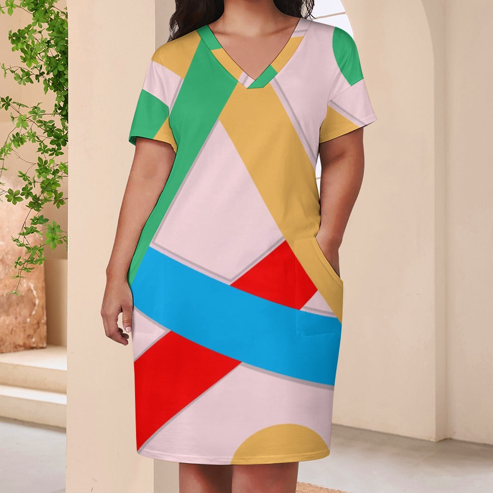 Women multicolored pocket dress