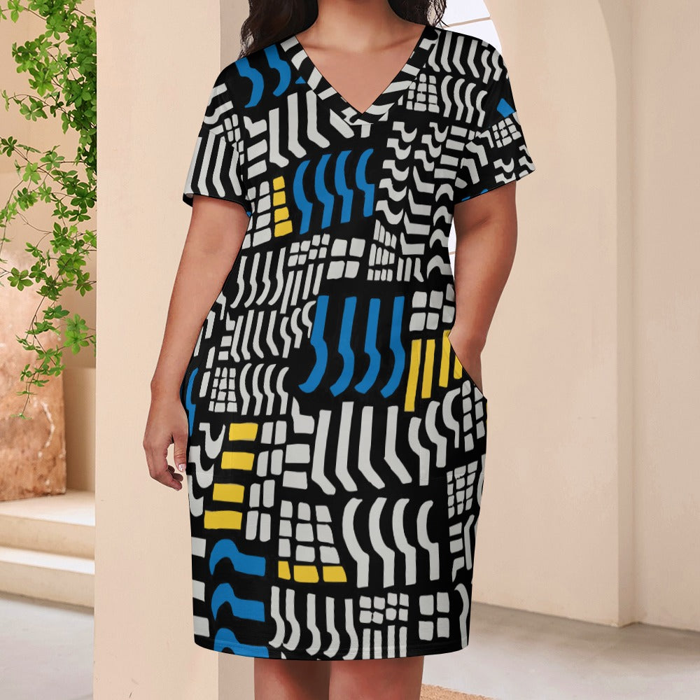 Women multicolored pocket dress