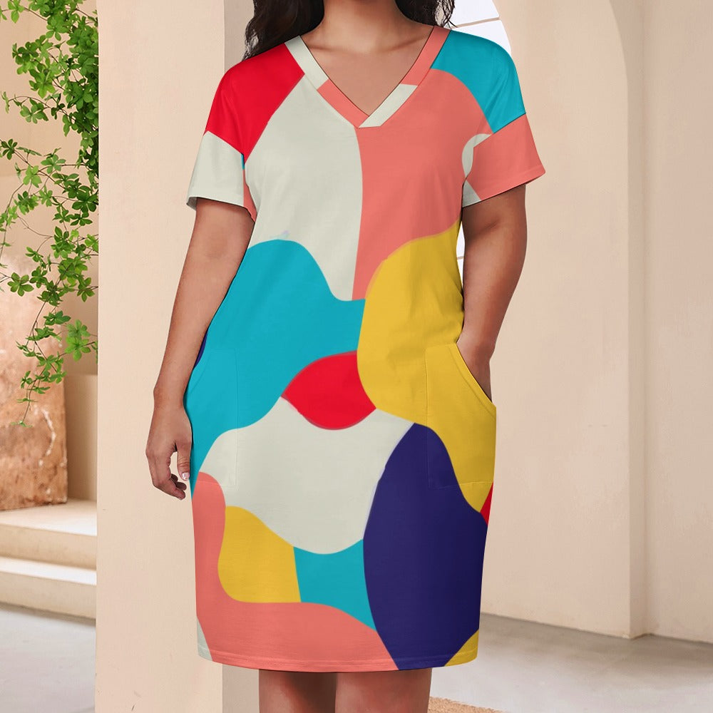 Women multicolored pocket dress