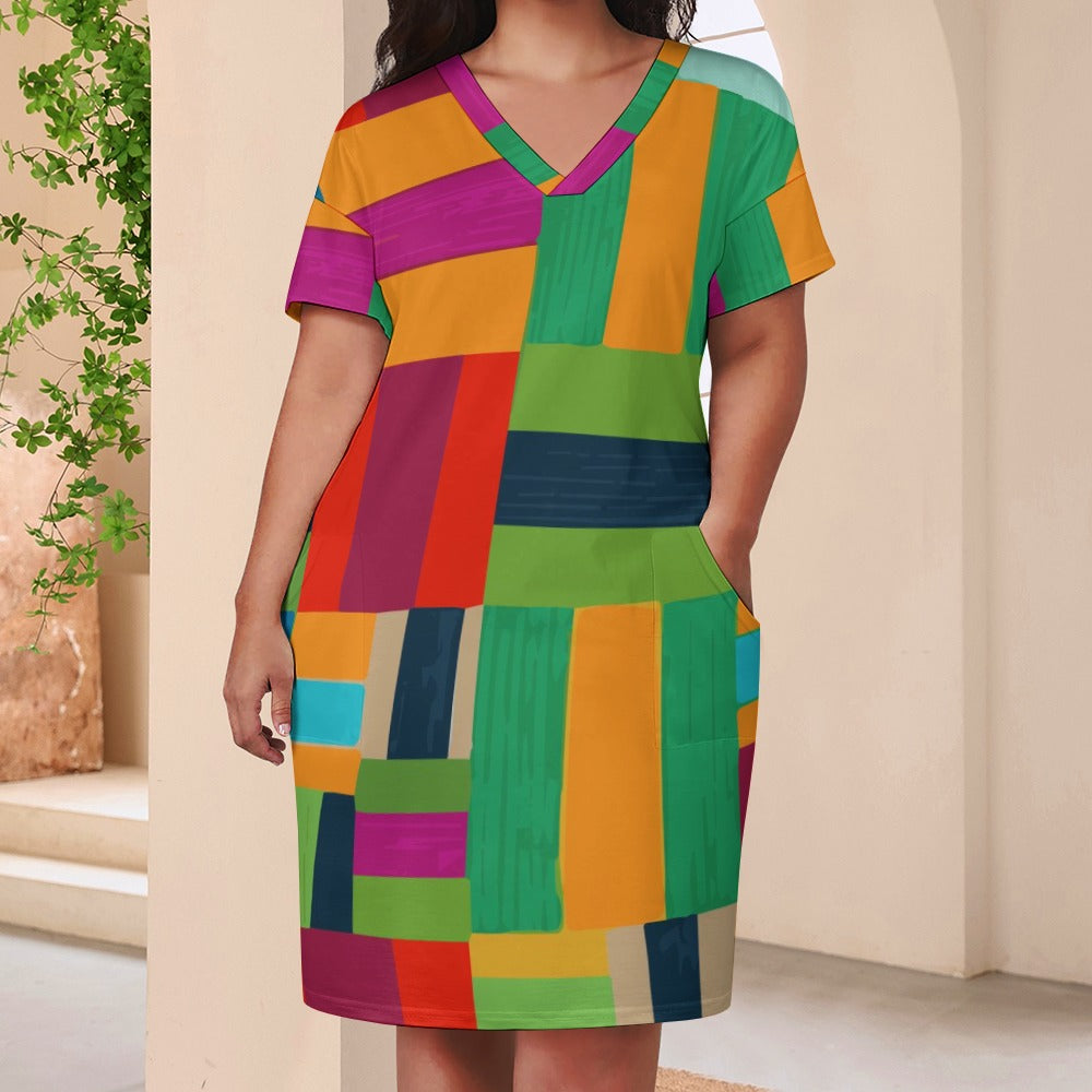Women multicolored pocket dress