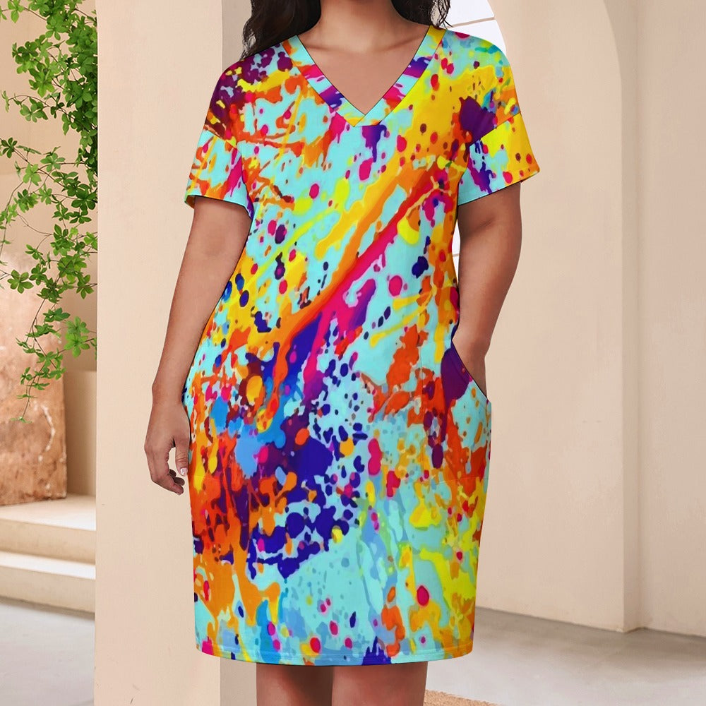 Women multicolored pocket dress