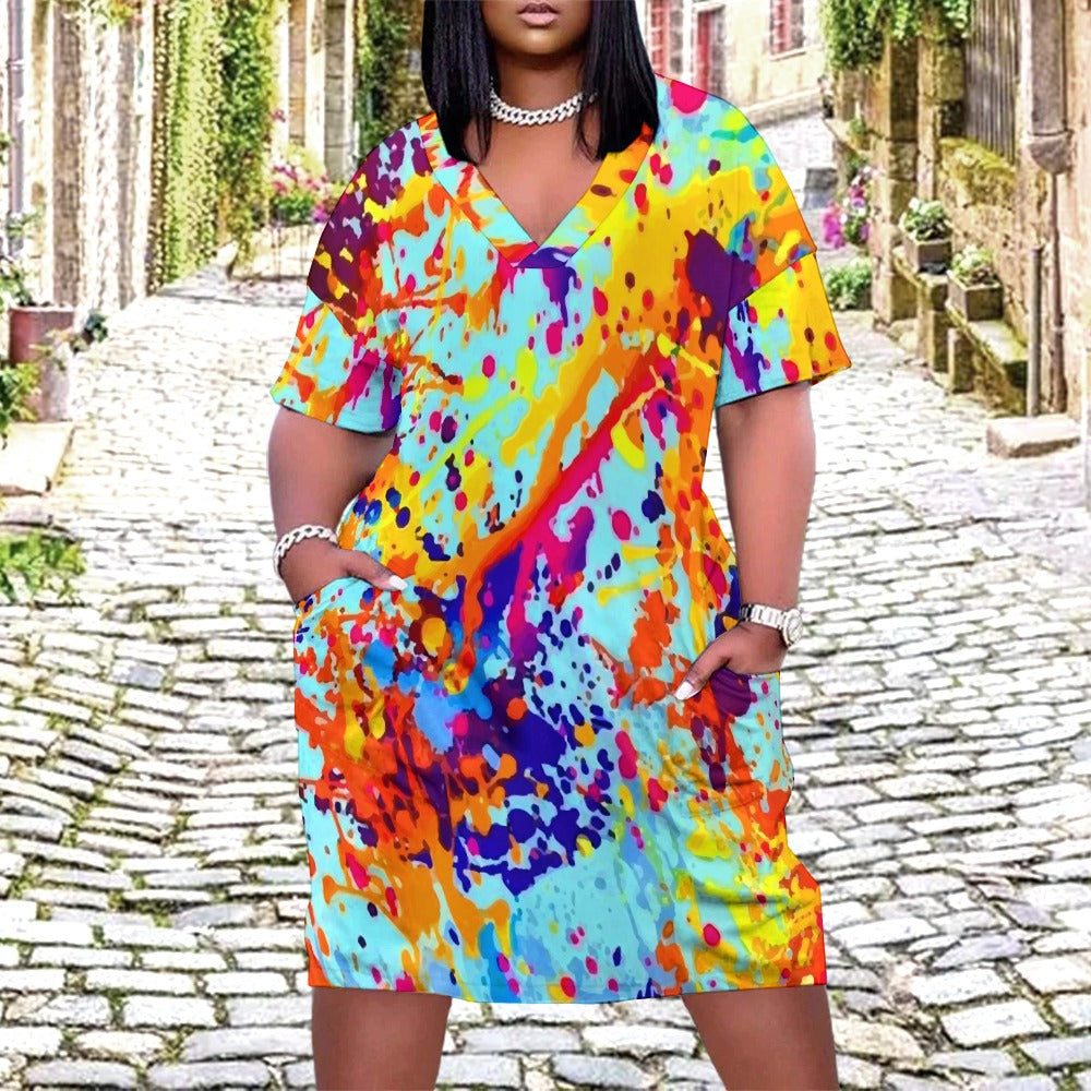 Women multicolored pocket dress